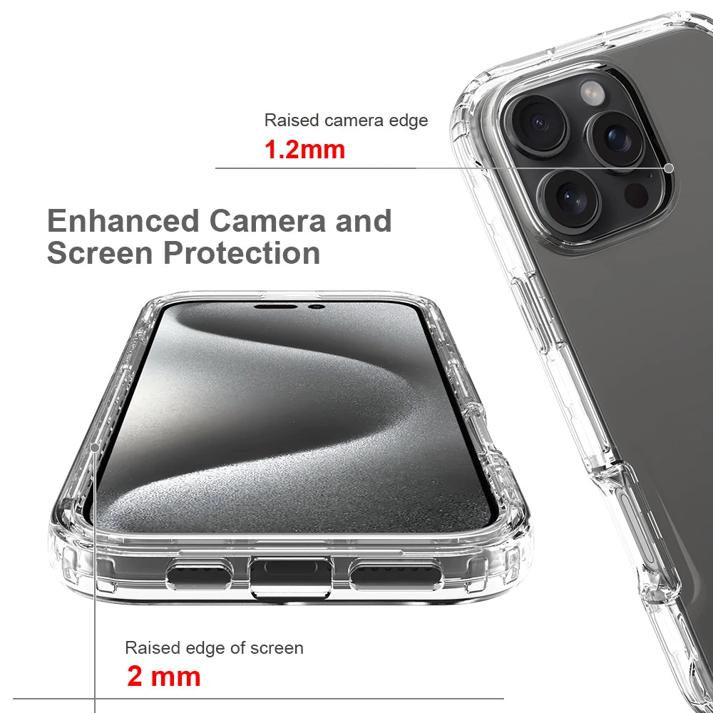 Full Coverage Case for iPhone 16 Pro Max iPhone16 16Plus 16Pro Funda Transparent TPU/PC 360 Degree Armor Shockproof Phone Cover