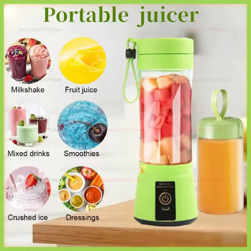 New Mini Portable Blender Bottle USB 6 Blades Fruit Fresh Juicer Smoothies Mixer Machine Crusher Food Processor for Kitchen