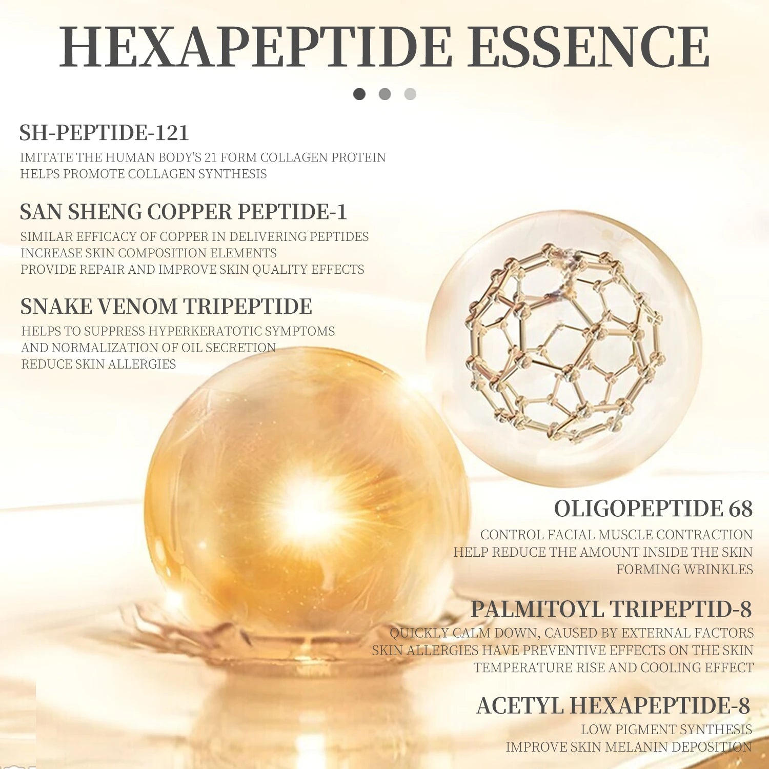 6 Peptide Skin Collagen Serum, Face Niacinamide and Hyaluronic Acid Moisturizing Face Serum for All Skin Types, Skincare