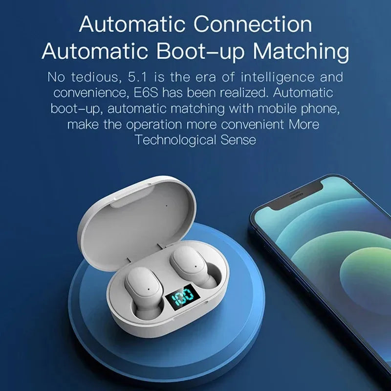 E6S TWS Earbuds - Bluetooth 5.0 w/LED Display & ENC Call Noise Cancelling, Wireless Stereo Headset for iPhone/Android