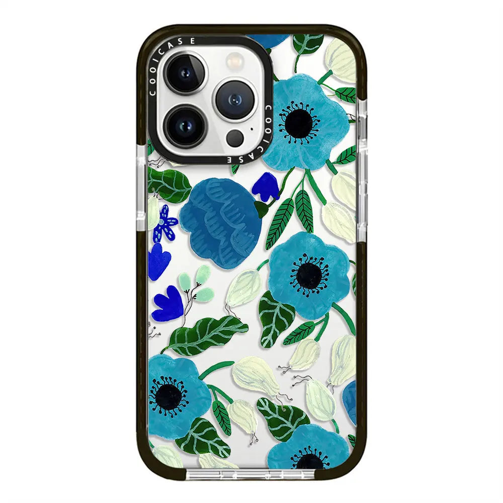 Full Screen Green Red Flowers Phone Case For iPhone 11 12 13 14 15 16 Pro MAX X XS XR Max 7 8 Plus MINI Back Y2K Anti Fall Cover